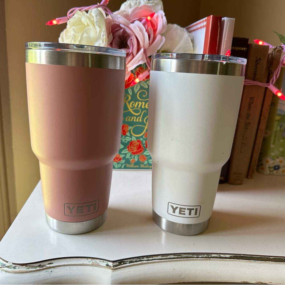 YETI Stainless Steel Tumblers with Clear Lids